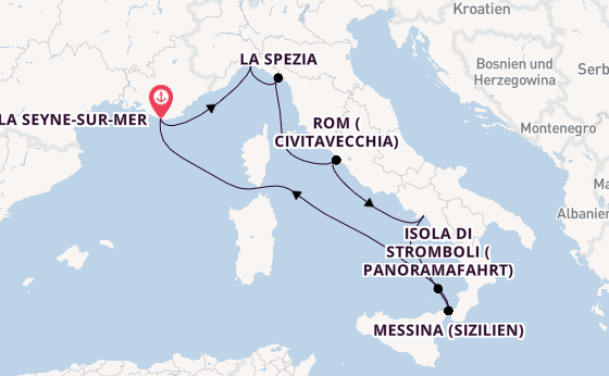 Westliches Mittelmeer ab La Seyne-sur-Mer, France auf der Costa Fascinosa