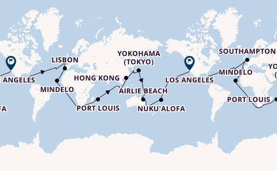 Round-the-World Trip from Miami, Florida, USA with the Queen Elizabeth
