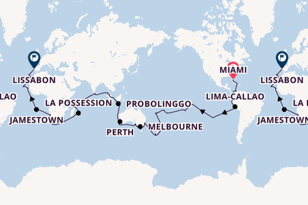 Wereldreizen vanaf Miami, Verenigde Staten met de Seabourn Quest