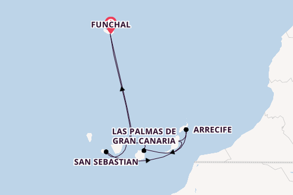 Canary Islands from Funchal, Madeira, Portugal with the Costa Fortuna