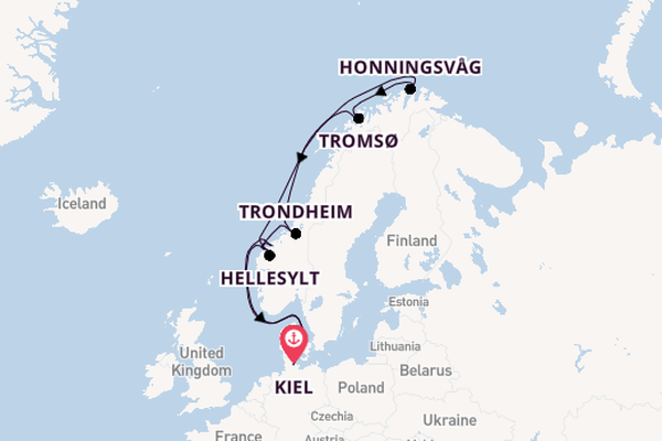 Noorwegen vanaf Kiel, Duitsland met de Mein Schiff 1