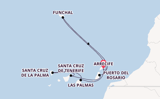 Canarische Eilanden vanaf Arrecife, Lanzarote, Spanje met de MSC Fantasia