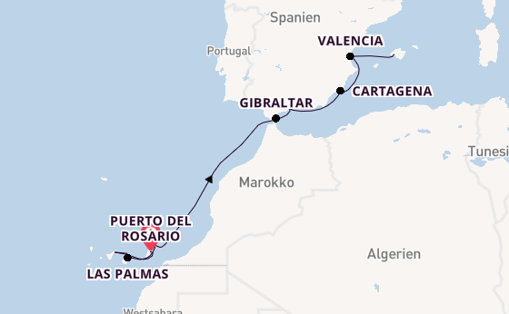 Westliches Mittelmeer ab Puerto del Rosario, Fuerteventura, Spanien auf AIDAstella