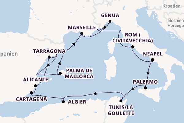 Westliches Mittelmeer ab Barcelona, Spanien auf der EXPLORA II