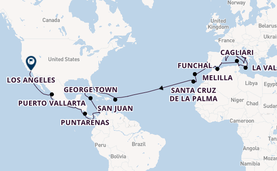 trans-Atlantisch vanaf Barcelona, Spanje met de Sonata (Oceania)