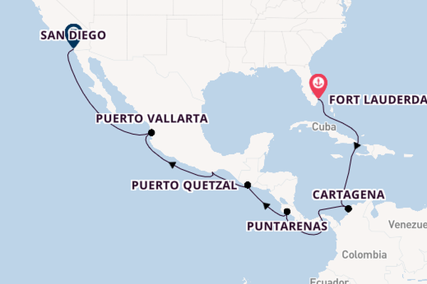 Midden-Amerika vanaf Fort Lauderdale, Verenigde Staten met de Eurodam
