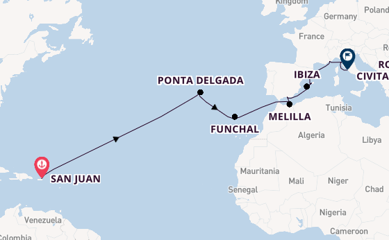 Mediterranean Sea from San Juan, Puerto Rico with the Norwegian Prima