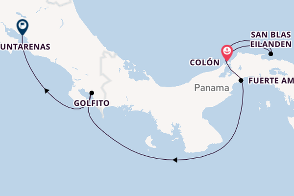Midden-Amerika vanaf Colón, Panama met de Le Bougainville