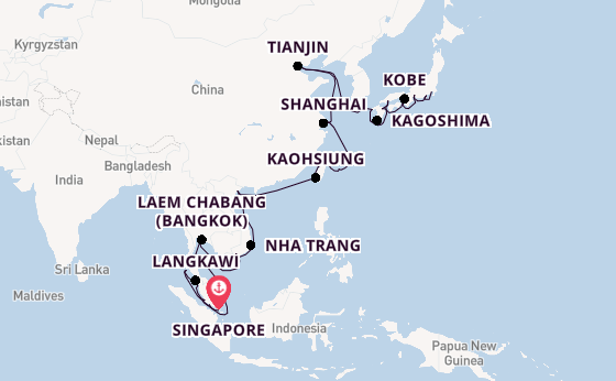 South East Asia from Singapore, Singapore with the Silver Muse
