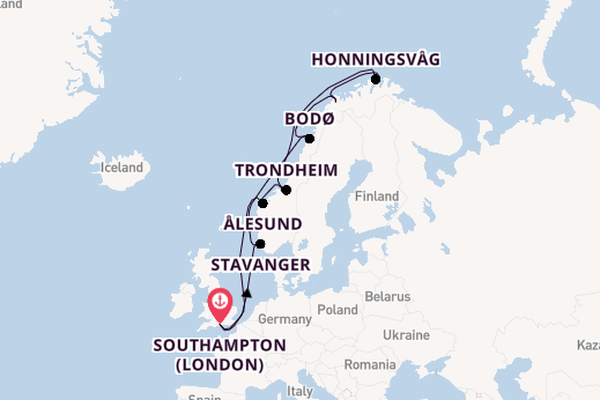 Norway from Southampton, England with the Queen Anne