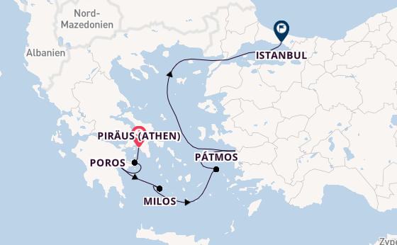 Östliches Mittelmeer ab Piräus (Athen), Griechenland auf der SEA CLOUD II