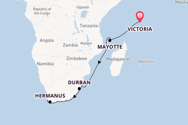 Africa from Victoria, Seychelles with the HANSEATIC nature