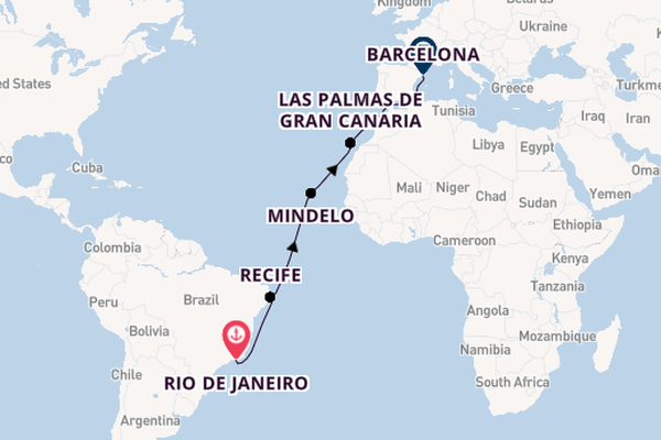 Transatlantic & Repositioning from Rio de Janeiro, Brazil with the Costa Favolosa