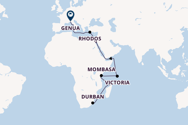 Afrika vanaf Durban, Zuid-Afrika met de MSC Sinfonia