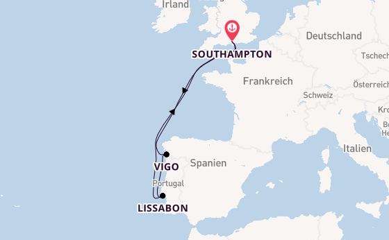 England ab Southampton, Großbritannien auf der Queen Mary 2