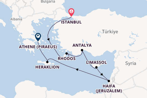Oostelijke Middellandse Zee vanaf Istanbul, Turkije met de Allura