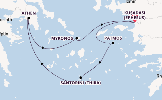 Eastern Mediterranean from Kuşadası (Ephesus), Turkey with the Celestyal Discovery