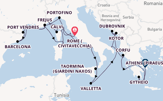 Mediterranean Sea from Rome (Civitavecchia), Italy with the Seabourn Ovation 