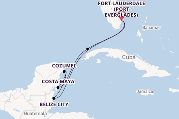 Western Caribbean from Fort Lauderdale (Port Everglades), Florida, USA with the Majestic Princess