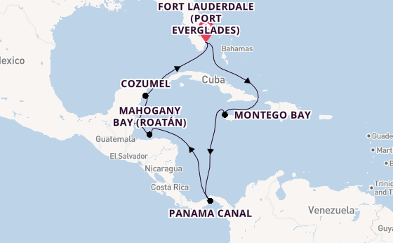 Central America from Fort Lauderdale (Port Everglades), Florida, USA with the Viking Mars
