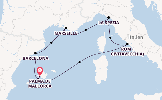 Westliches Mittelmeer ab Palma de Mallorca, Spanien auf der Mein Schiff 4