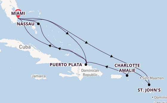 Caribbean from Miami, Florida, USA with the MSC Seashore