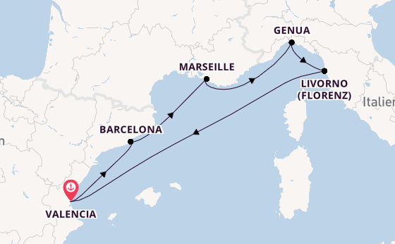 Westliches Mittelmeer ab Valencia, Spanien auf der MSC Sinfonia