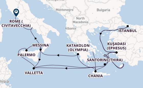 Mediterranean from Piraeus (Athens), Greece with the Enchanted Princess