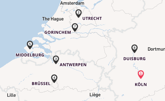 Rhein ab Köln, Deutschland auf der MS VistaSky
