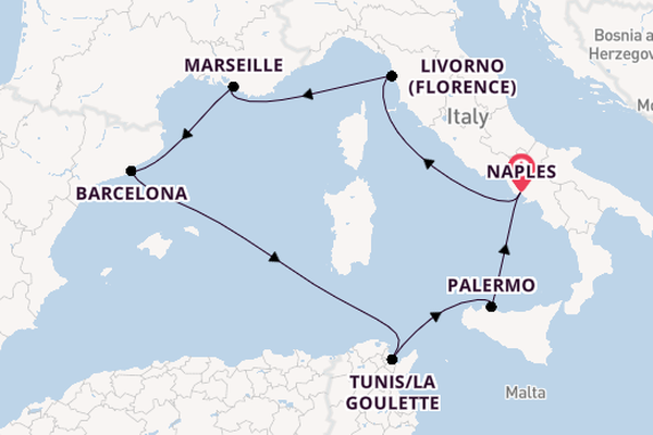 Western Mediterranean from Naples, Italy with the MSC Meraviglia