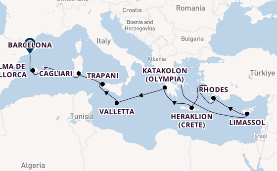 Mediterranean Sea from Athens (Piraeus), Greece with the Allura