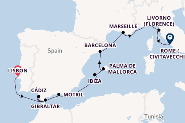 Western Mediterranean from Lisbon, Portugal with the Norwegian Viva