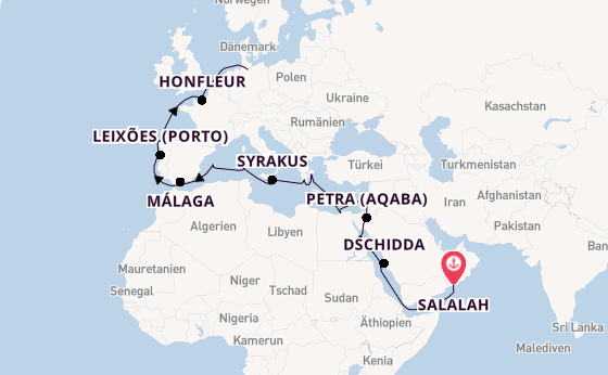 Mittelmeer ab Salalah, Oman auf der VASCO DA GAMA