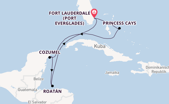 Karibik ab Fort Lauderdale (Port Everglades), USA auf der Sun Princess