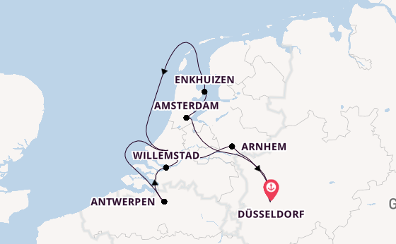 Rijn vanaf Düsseldorf, Duitsland met de VIVA ONE