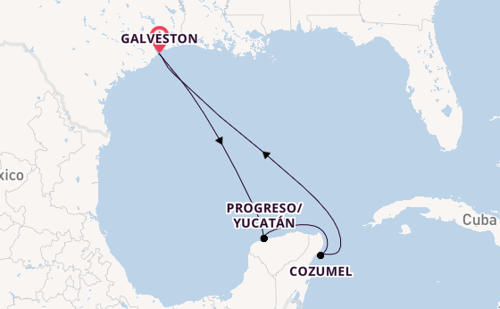 Westelijke Caraïben vanaf Galveston, Verenigde Staten met de Carnival Miracle