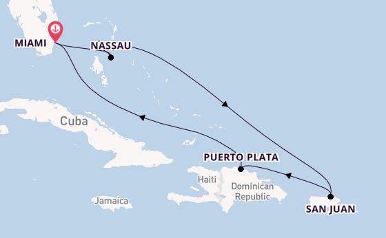 Caribbean from Miami, Florida, USA with the Allure of the Seas