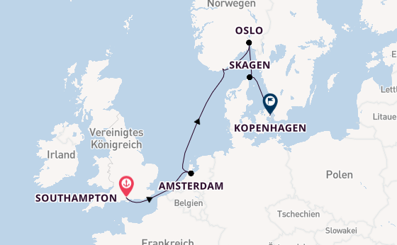 Norwegen ab Southampton, Großbritannien auf der Caribbean Princess