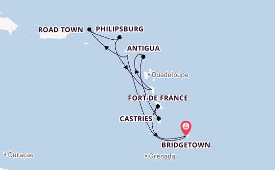 Southern Caribbean from Bridgetown, Barbados with the Arvia