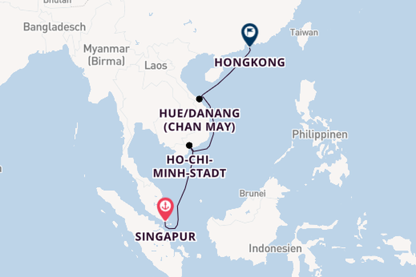 Südostasien ab Singapur, Singapur auf der Azamara Pursuit