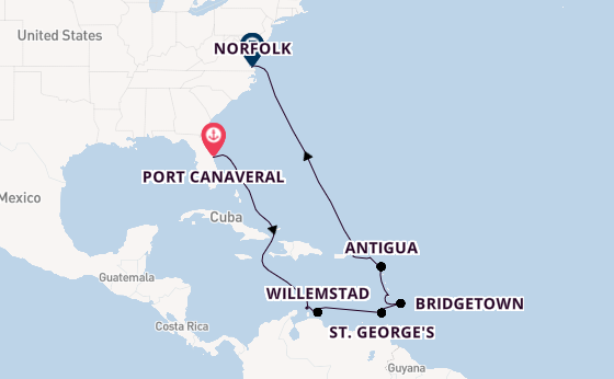 Caribbean vanaf Port Canaveral, Verenigde Staten met de Carnival Freedom