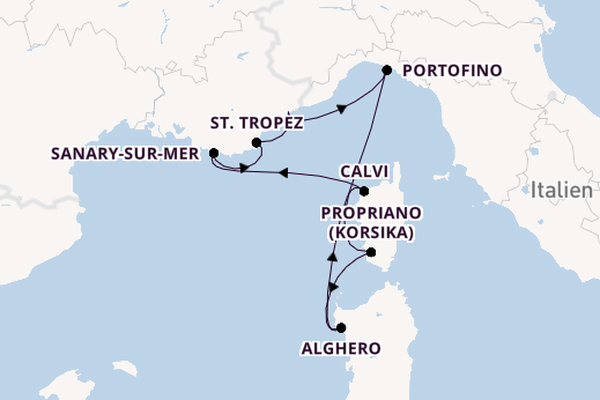 Westliches Mittelmeer ab Nizza, Frankreich auf der Royal Clipper