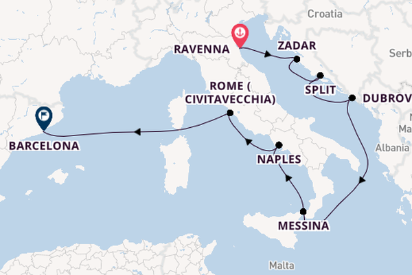 Mediterranean Sea from Ravenna, Italy with the Mariner of the Seas