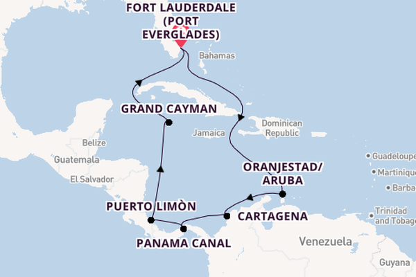 Central America from Fort Lauderdale (Port Everglades), Florida, USA with the Caribbean Princess