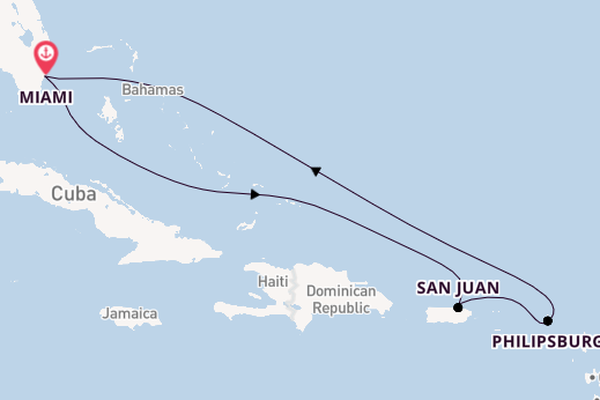 Eastern Caribbean from Miami, Florida, USA with the Regal Princess