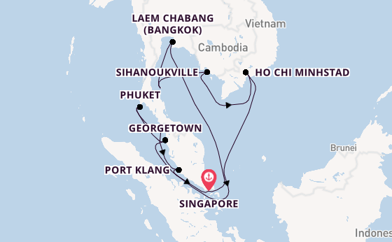 Zuidoost-Azië vanaf Singapore, Singapore met de Sapphire Princess