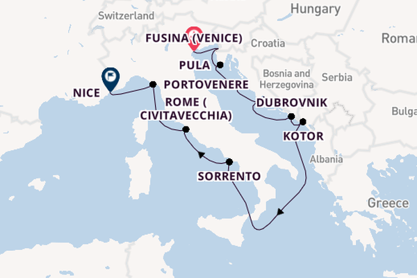 Mediterranean Sea from Fusina (Venice) with the Azamara Onward