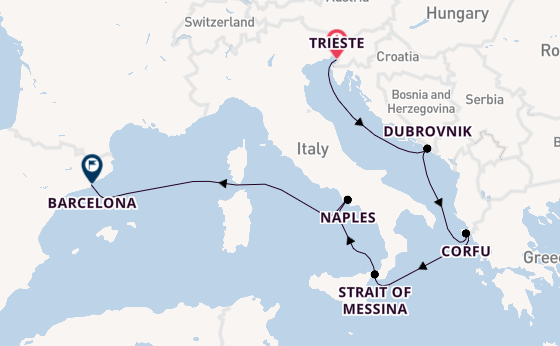 Mediterranean Sea from Trieste, Italy with the Queen Elizabeth