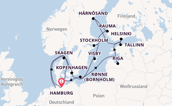 Europa ab Hamburg auf der Amadea