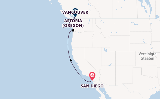 USA Westküste ab San Diego, USA auf der Serenade of the Seas